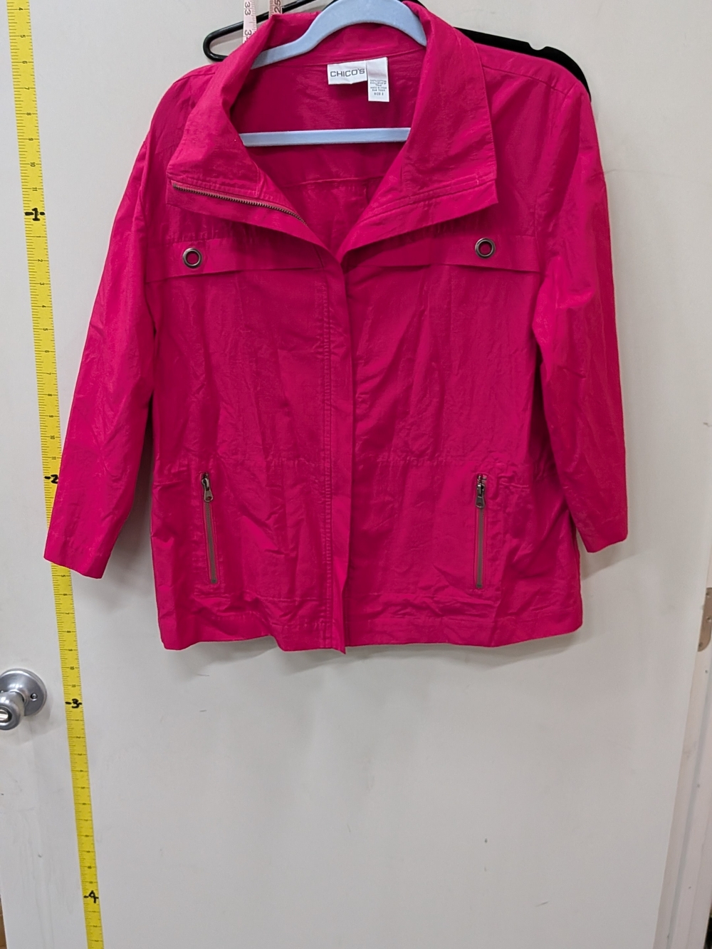 Chico's Women's Magenta Lightweight Zip-Front Jacket